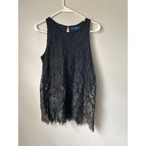Y2K APT 9 Black Lace Overlay Tank Sparkle Evening Party Size S Glam Feminine